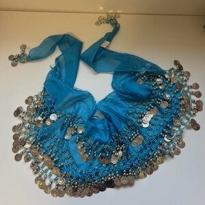 Blue Coin-Embellished Belt